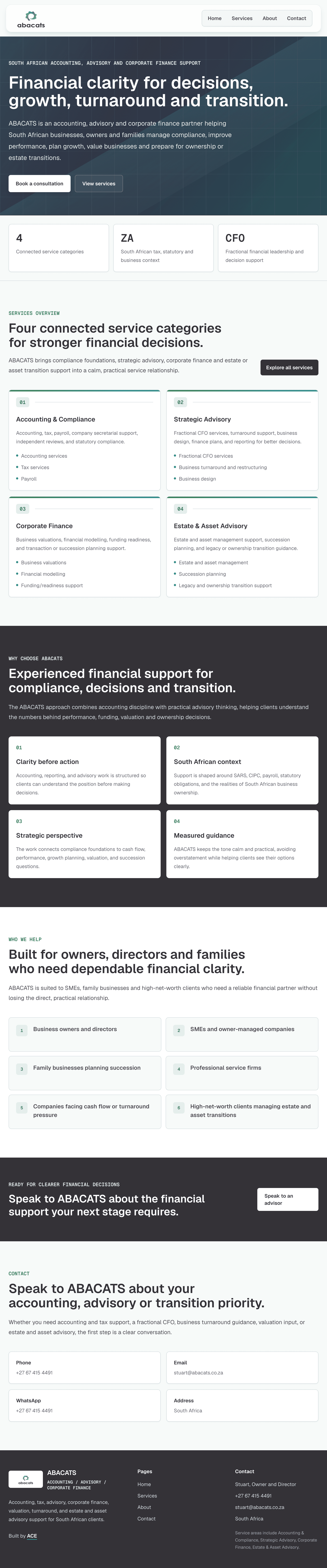 ABACATS accounting and advisory website homepage